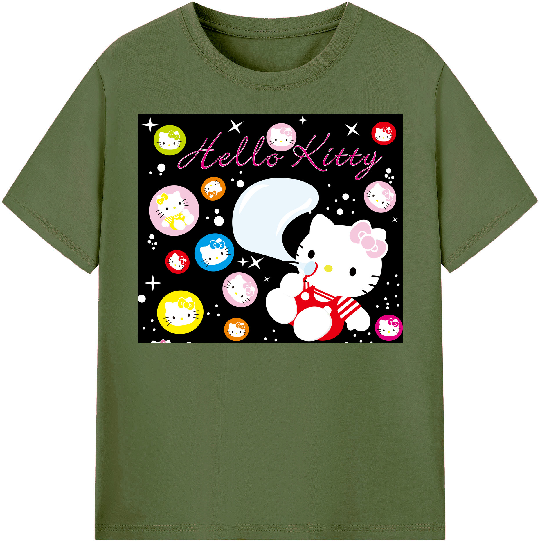 （画像用） Hello Kitty ハローキティ 綿100％半袖Tシャツ（フロントプリント）